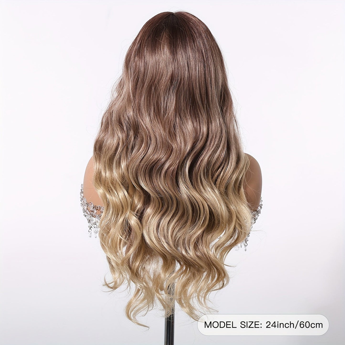 Chic 24" Ombre Brown Curly Lace Wig for Women - Soft Synthetic, Heat Resistant, Perfect for Daily Wear & Special Occasions