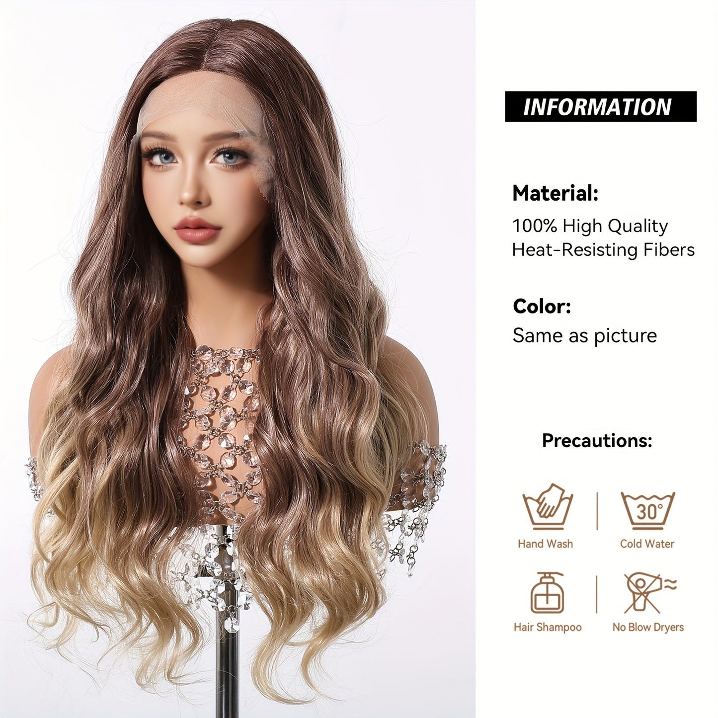 Chic 24" Ombre Brown Curly Lace Wig for Women - Soft Synthetic, Heat Resistant, Perfect for Daily Wear & Special Occasions