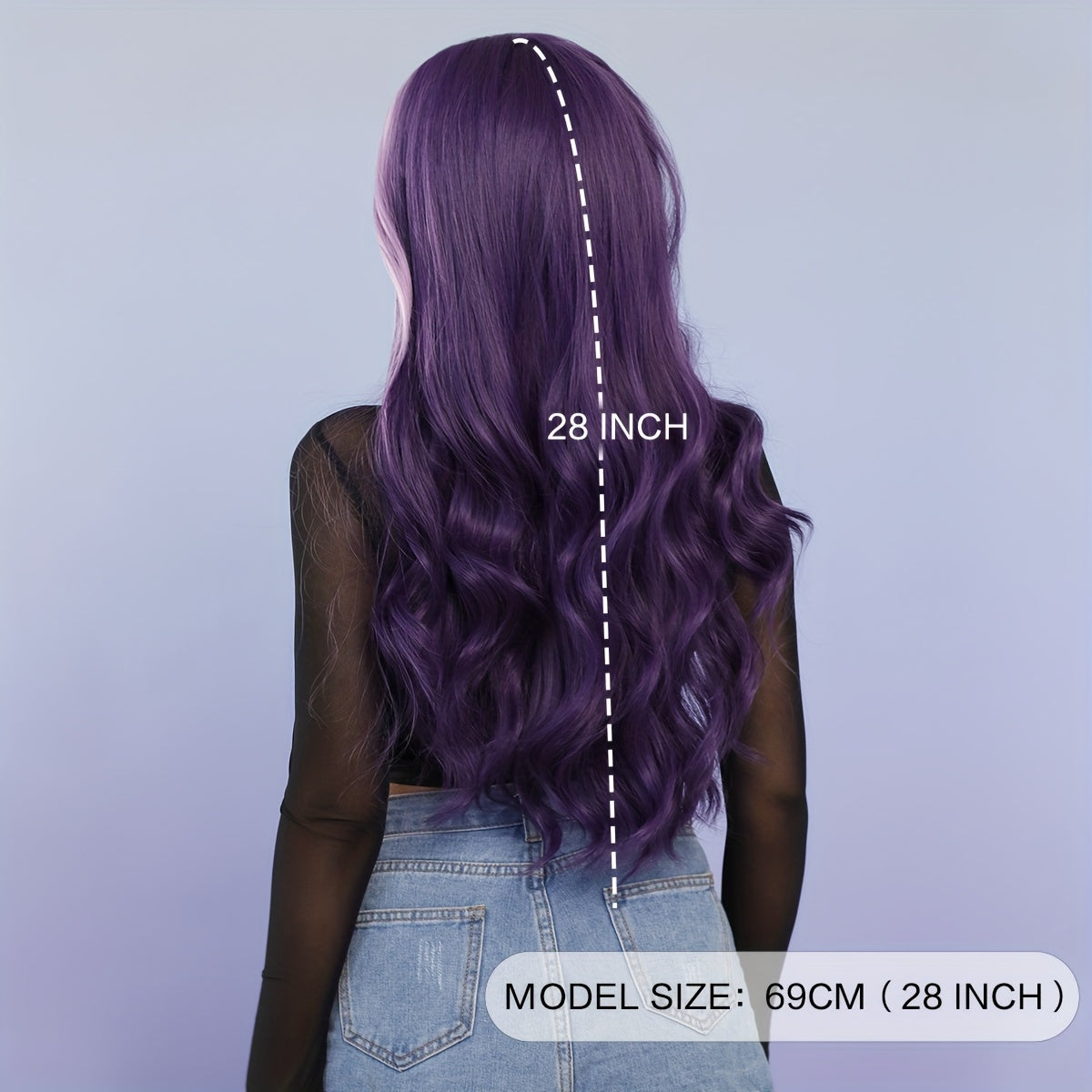 High-Density Synthetic Wig - Purple & Light Purple Ombre, Heat Resistant, Body Wave with Middle Part for Women - Perfect for Halloween & Cosplay