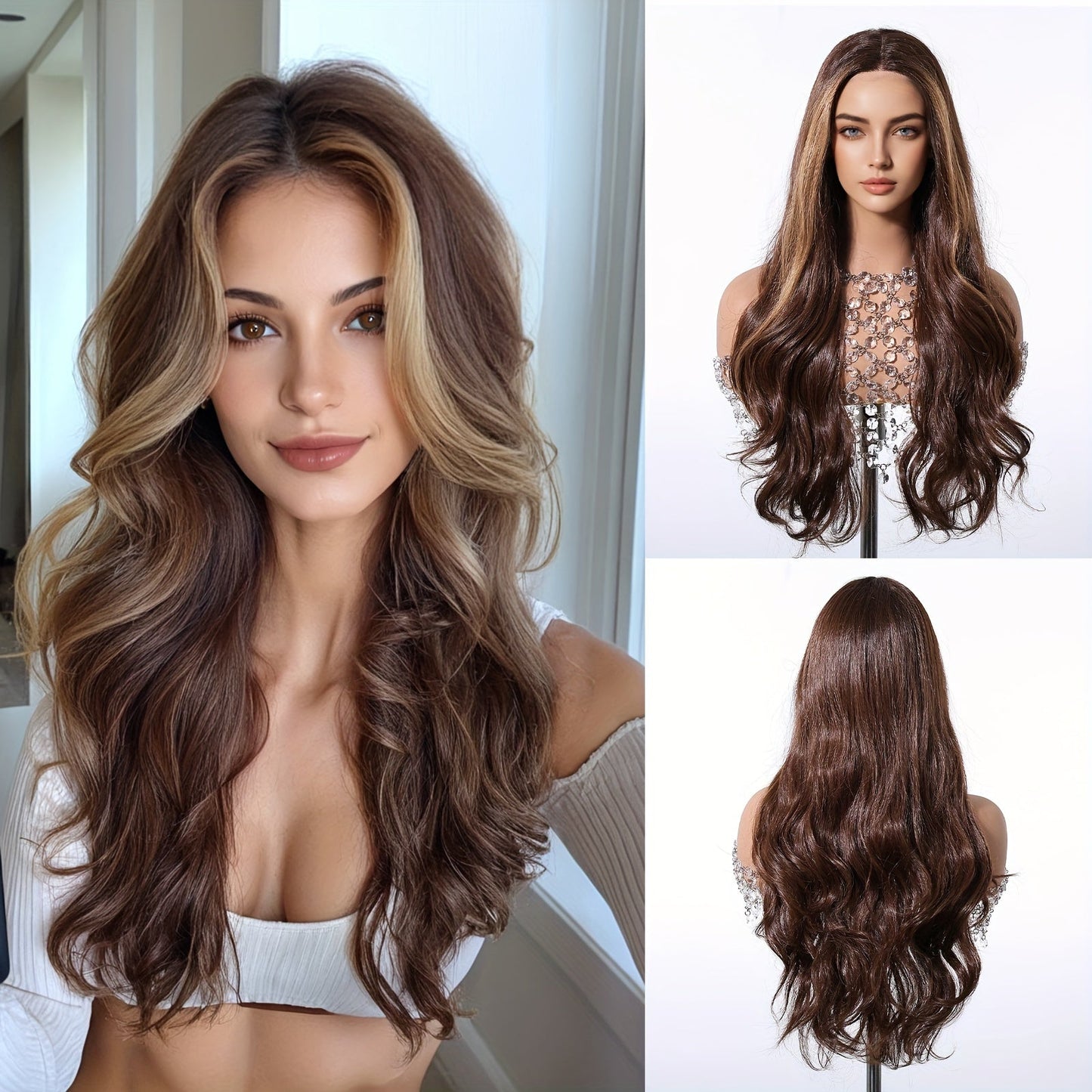 Women's Fashion 24" Curly Wave Synthetic Lace Front Wig | High-Quality Heat-Resistant Fiber | 150% Density | 13x5x1 Lace Area | Basic Style | Versatile for Daily Wear, Parties, Cosplay Events