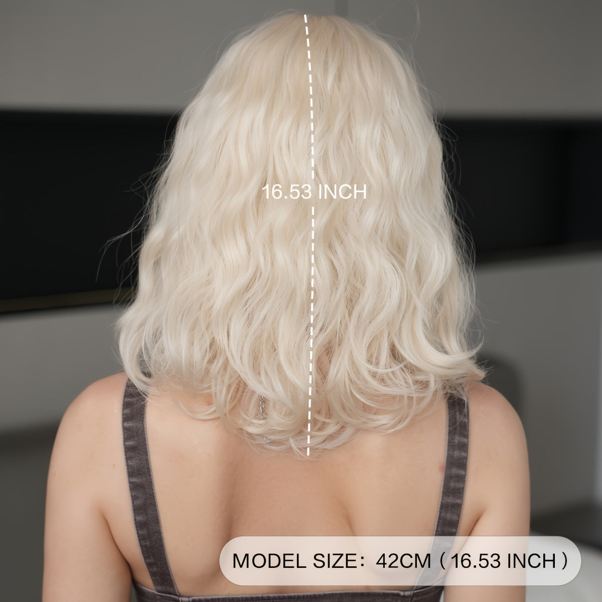 Platinum Blonde Wavy Curly Synthetic Wig - Heat Resistant, High-Density for Halloween & Cosplay Costume Accessories