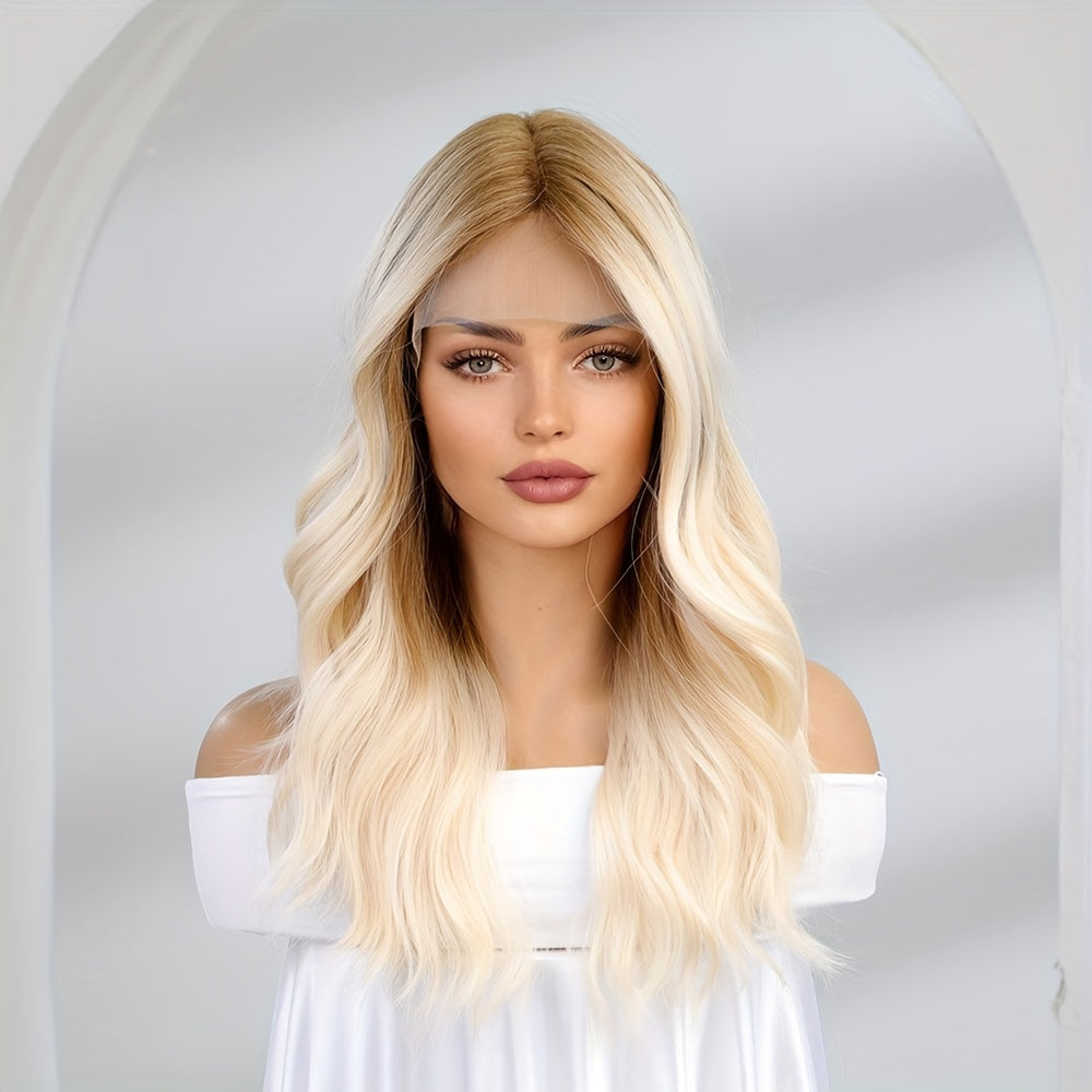 HairCube Body Wave Lace Front Wig 13*5*1 - High Temperature Fiber Synthetic Hair Wig, Natural Looking Women's Ombre Blonde Wig for Party, Wedding, Cosplay, Festivals, Daily Use