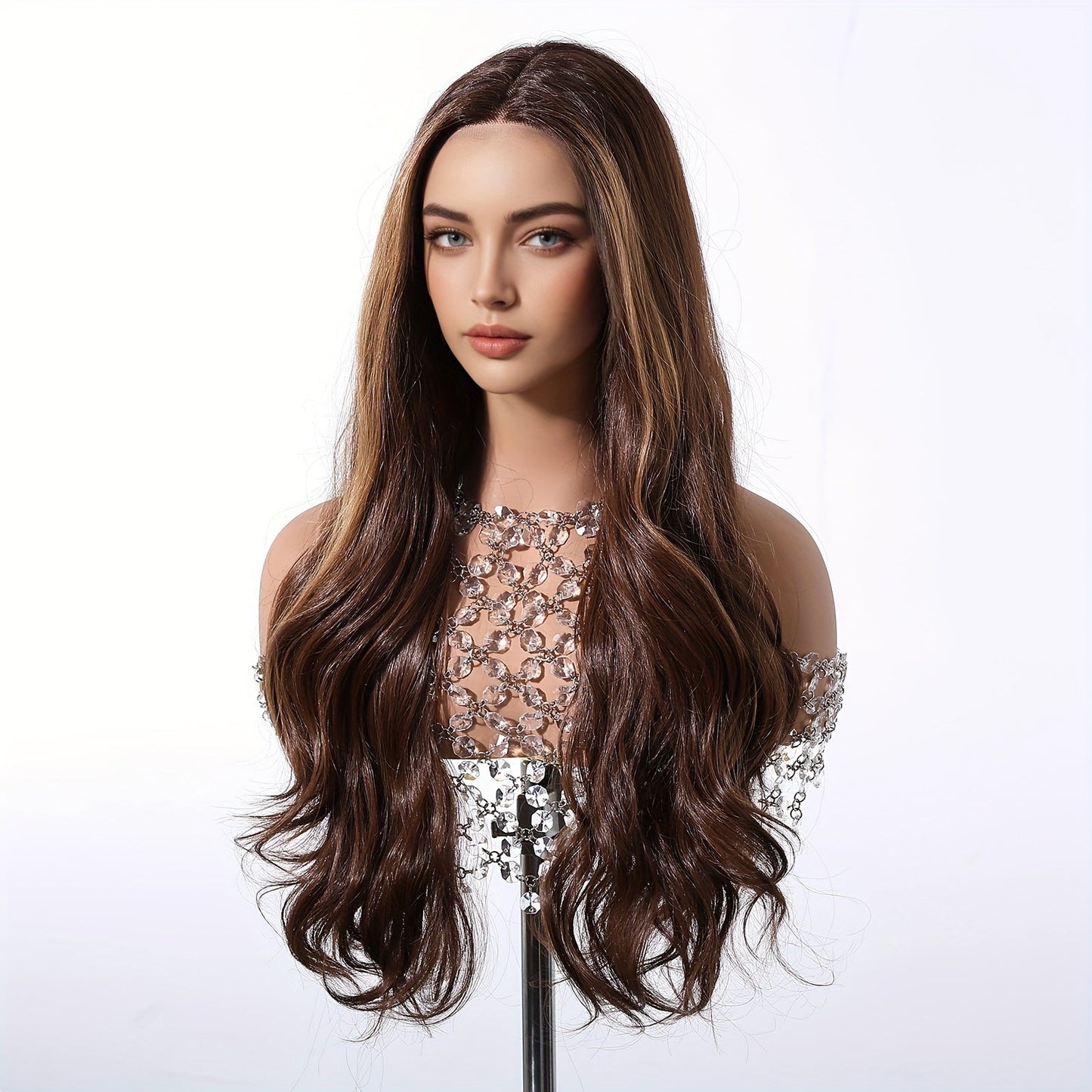 Women's Fashion 24" Curly Wave Synthetic Lace Front Wig | High-Quality Heat-Resistant Fiber | 150% Density | 13x5x1 Lace Area | Basic Style | Versatile for Daily Wear, Parties, Cosplay Events