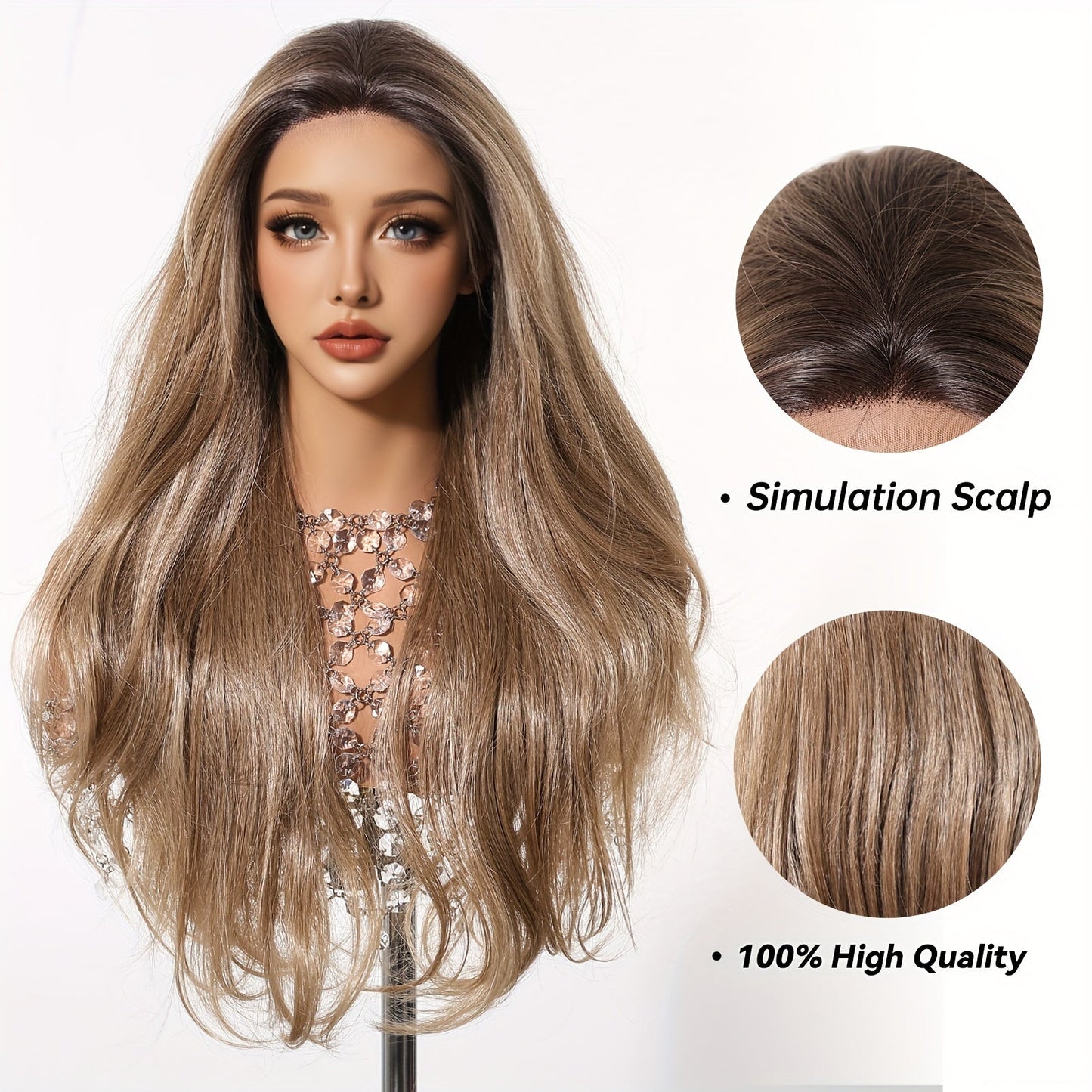 Women's Fashion Wig 26 Inch Curly Wave Basics Style - High Temperature Fiber Synthetic Lace Front Wig, Density 150%, 13x5x1 Lace Area - Versatile for Daily Wear, Work, Parties, Cosplay Events