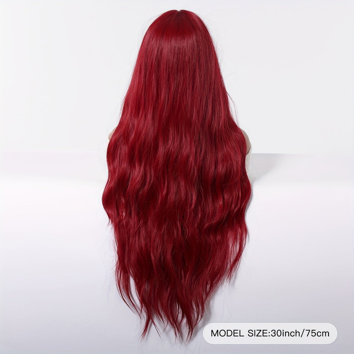 Chic 30" Red Curly Wig with Bangs for Women - Soft, Heat-Resistant Synthetic Hair for Daily Wear, Parties, Halloween, Christmas & Cosplay