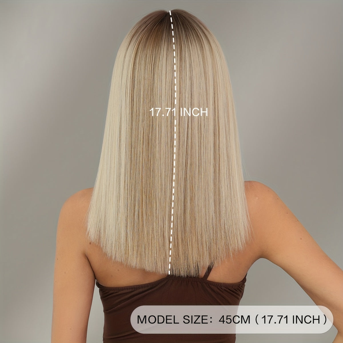 High Temperature Fiber Women's Wig - 150% Density, Straight Shoulder-Length, Synthetic Vacation Style Hair with Rose Net Cap, Suitable for All - 17.72inch