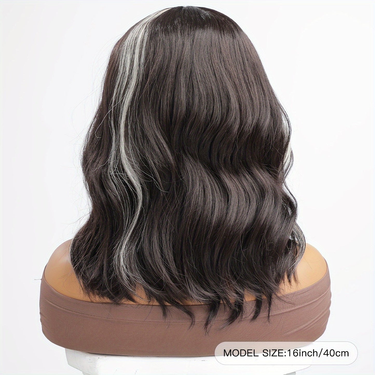 Chic 16" Black to White Ombre Wig for Women - Soft Synthetic, Heat Resistant, Lace Front (13x5x1) - Perfect for Daily Wear, Parties, Cosplay & More