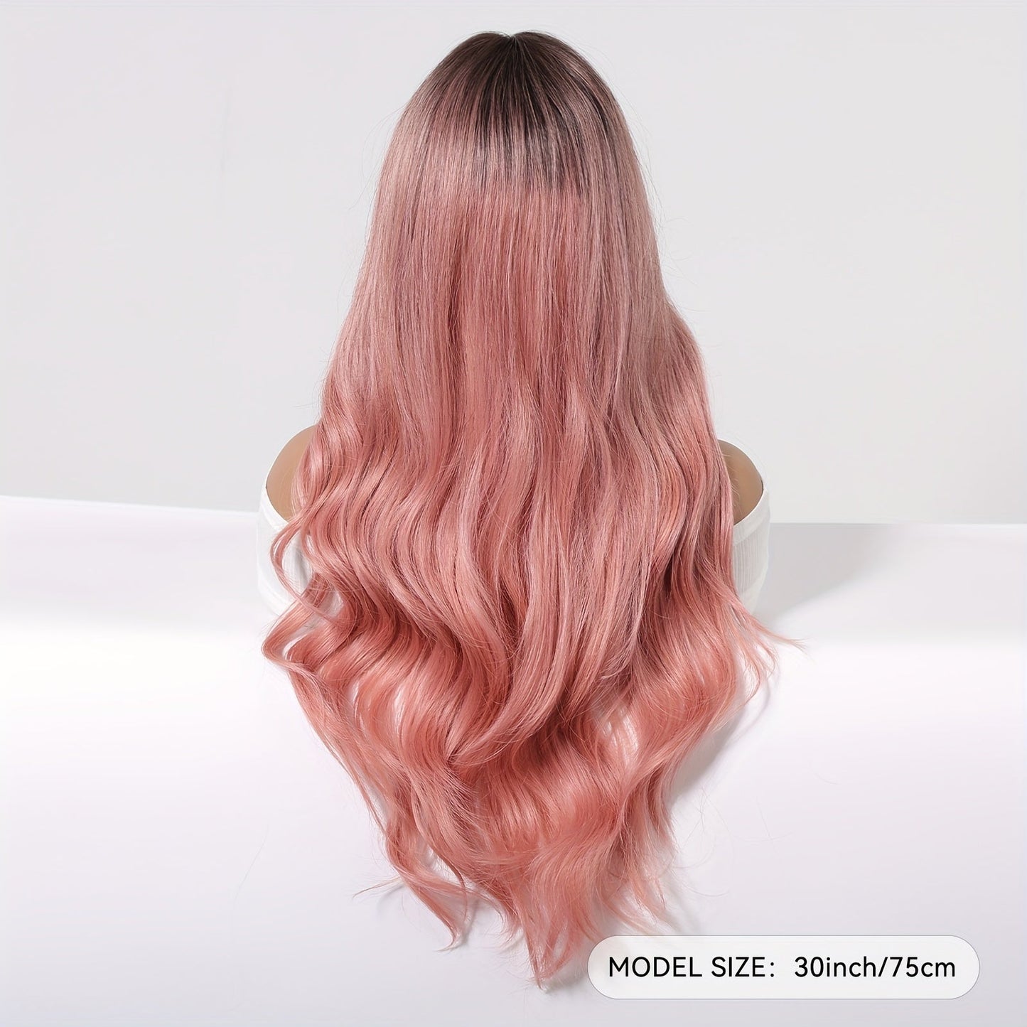 Chic 30" Gradient Pink Curly Wig with Bangs for Women - Easy-Care Synthetic Fibers, Perfect for Daily Wear & Special Occasions