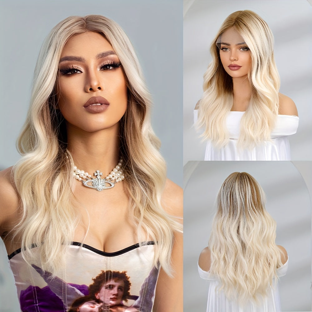 HairCube Body Wave Lace Front Wig 13*5*1 - High Temperature Fiber Synthetic Hair Wig, Natural Looking Women's Ombre Blonde Wig for Party, Wedding, Cosplay, Festivals, Daily Use