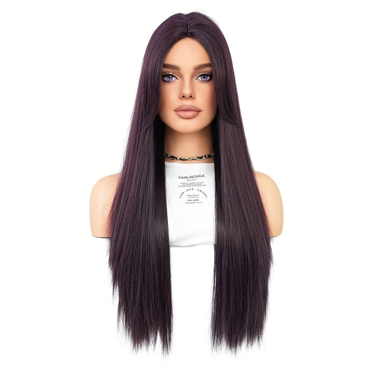 Viscose Long Straight Synthetic Wig - Movie Theme, Heat Resistant, Mid-Part, High Density, Rose Net Cap, for Halloween Costume Party, 29.53inch