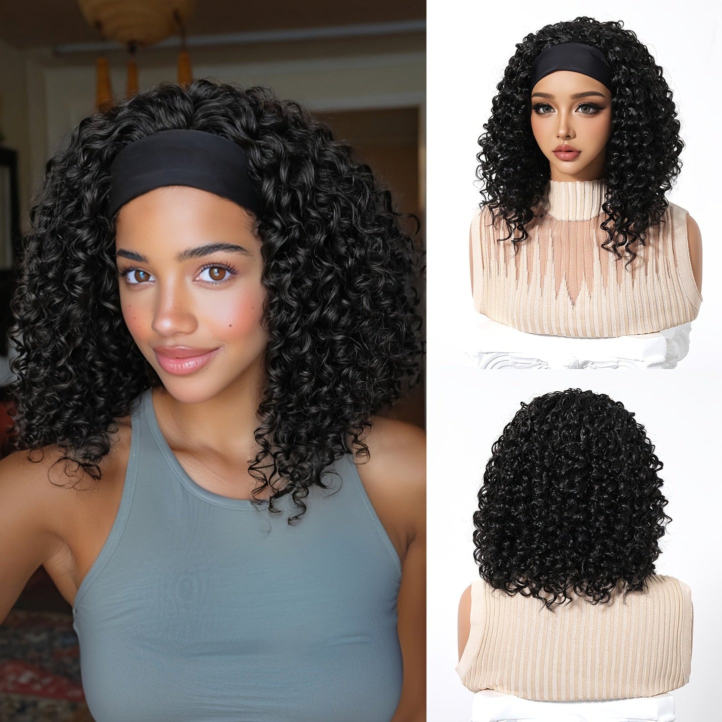 Women's Afro Curly Kinky Wig 12 Inch - High Temperature Fiber, 150% Density, Rose Net Cap, Basic Style Synthetic Wig for All Occasions - Versatile for Daily Wear, Halloween, Christmas, Music Festivals, Cosplay