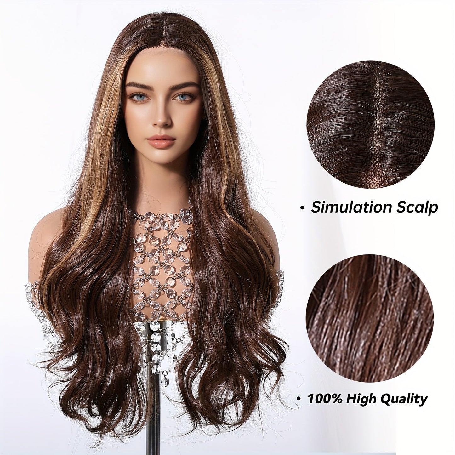 Women's Fashion 24" Curly Wave Synthetic Lace Front Wig | High-Quality Heat-Resistant Fiber | 150% Density | 13x5x1 Lace Area | Basic Style | Versatile for Daily Wear, Parties, Cosplay Events