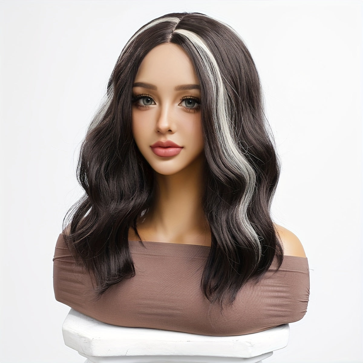 Chic 16" Black to White Ombre Wig for Women - Soft Synthetic, Heat Resistant, Lace Front (13x5x1) - Perfect for Daily Wear, Parties, Cosplay & More