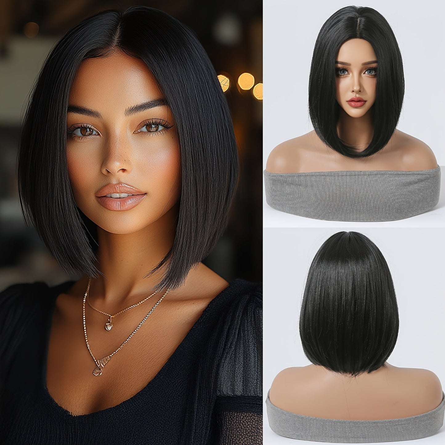 Chic 14" Black to Brown Bob Wig for Women - Soft, Heat-Resistant Synthetic Hair with Bangs | Perfect for Daily Wear, Work, Parties & Special Occasions