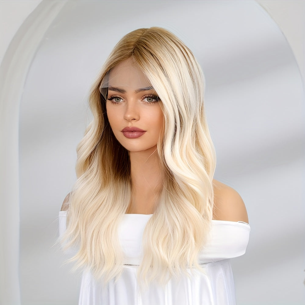 HairCube Body Wave Lace Front Wig 13*5*1 - High Temperature Fiber Synthetic Hair Wig, Natural Looking Women's Ombre Blonde Wig for Party, Wedding, Cosplay, Festivals, Daily Use