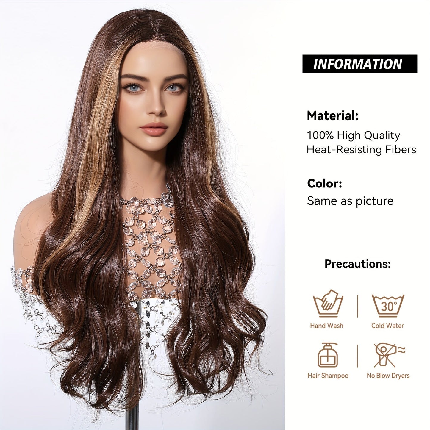 Women's Fashion 24" Curly Wave Synthetic Lace Front Wig | High-Quality Heat-Resistant Fiber | 150% Density | 13x5x1 Lace Area | Basic Style | Versatile for Daily Wear, Parties, Cosplay Events