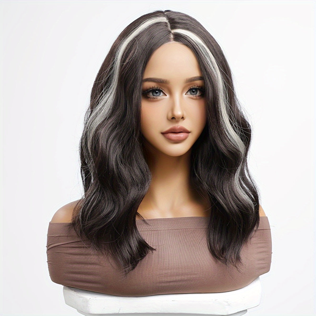 Chic 16" Black to White Ombre Wig for Women - Soft Synthetic, Heat Resistant, Lace Front (13x5x1) - Perfect for Daily Wear, Parties, Cosplay & More