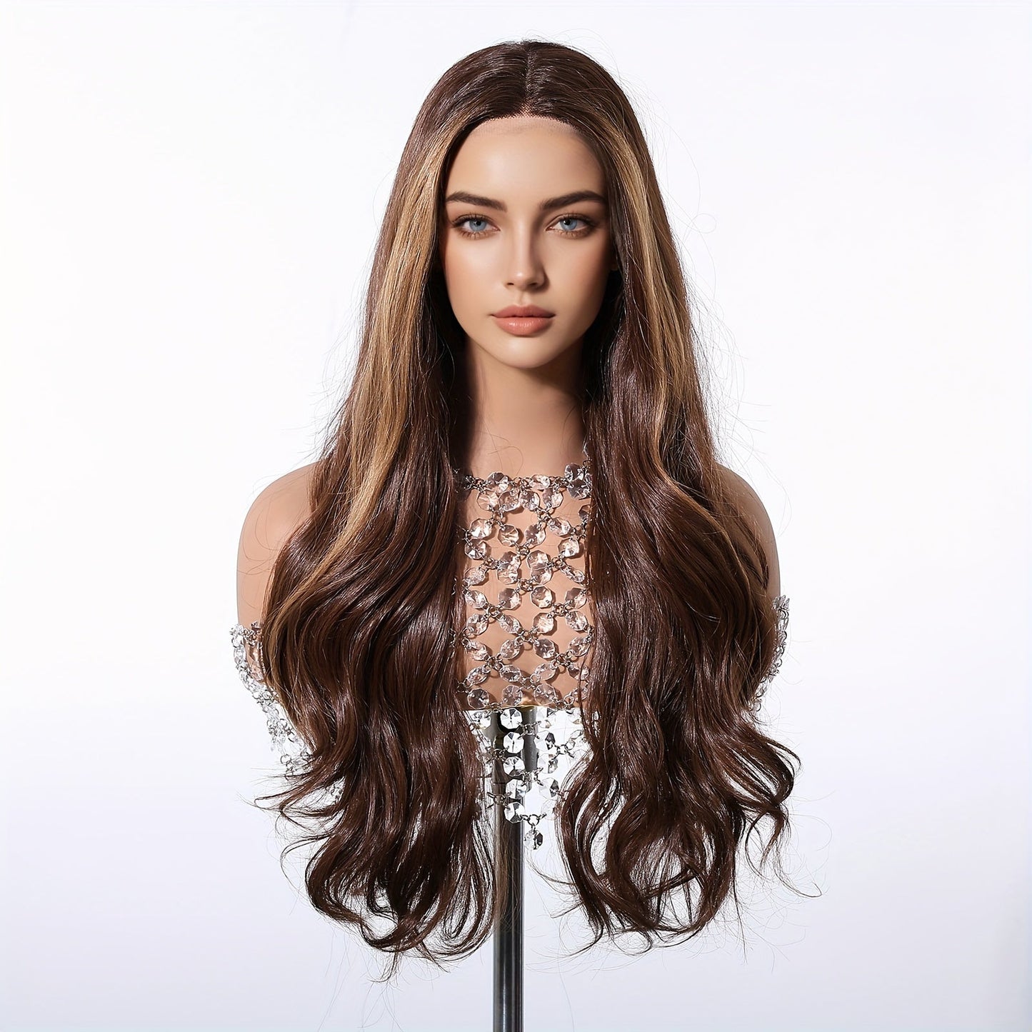 Women's Fashion 24" Curly Wave Synthetic Lace Front Wig | High-Quality Heat-Resistant Fiber | 150% Density | 13x5x1 Lace Area | Basic Style | Versatile for Daily Wear, Parties, Cosplay Events