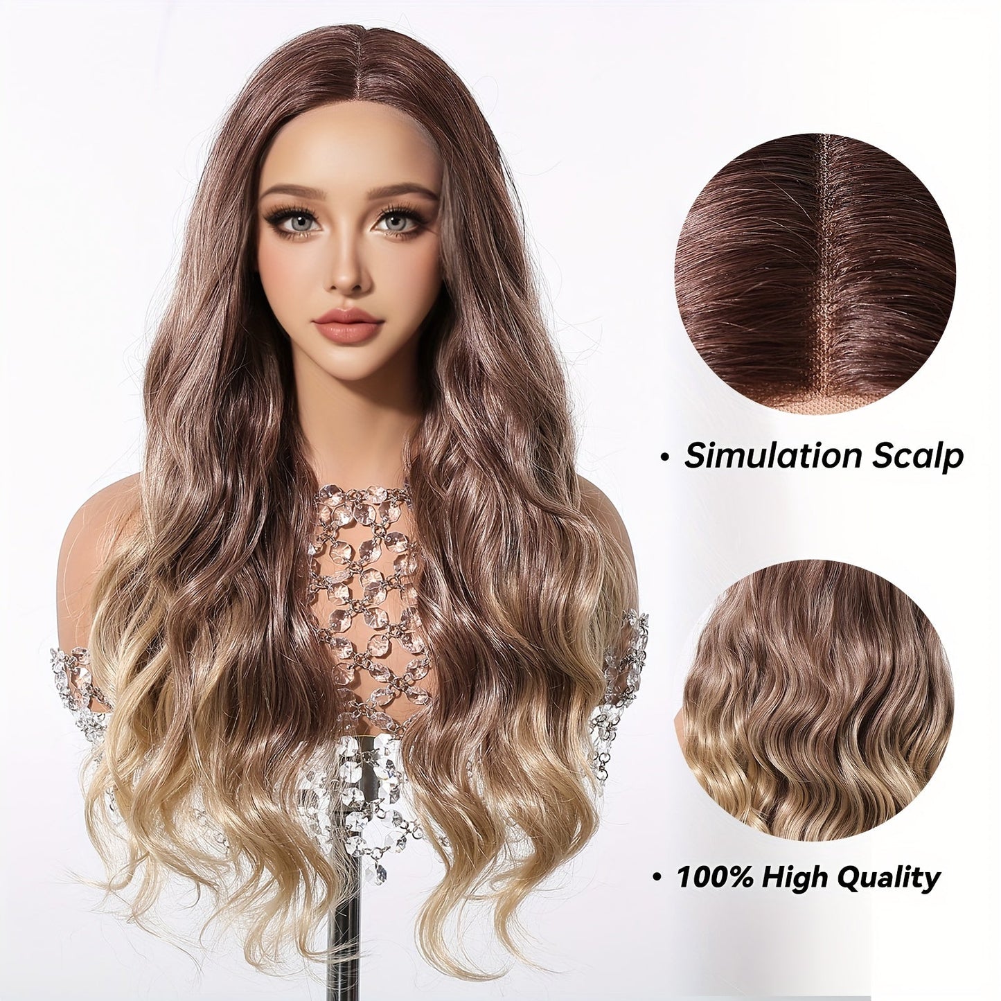 Chic 24" Ombre Brown Curly Lace Wig for Women - Soft Synthetic, Heat Resistant, Perfect for Daily Wear & Special Occasions