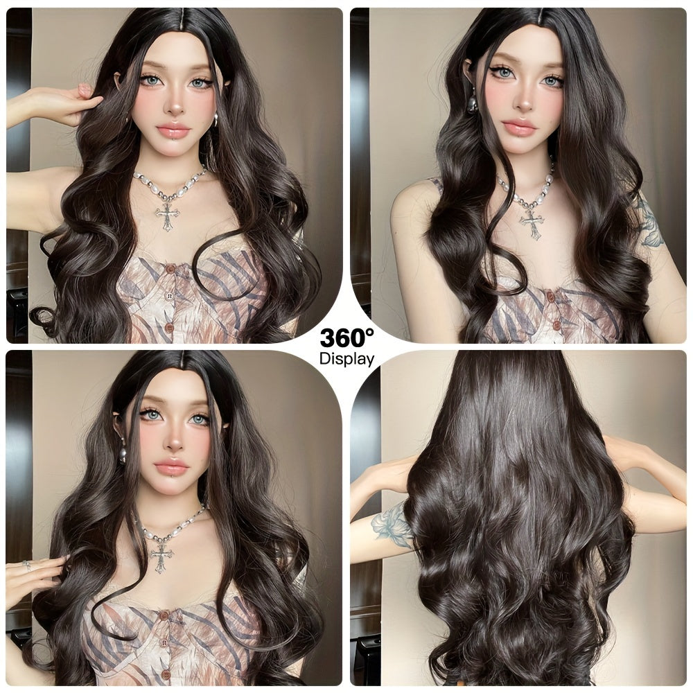 Elegant Curly Wave Wig for Women, 30 Inch Champagne Golden Synthetic Hair, High Temperature Fiber, Rose Net Cap, 150% Density, Versatile for Daily Wear, Parties, Cosplay, Halloween, Christmas - Suitable for All