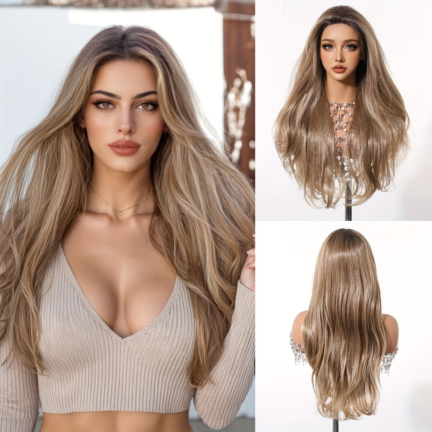 Women's Fashion Wig 26 Inch Curly Wave Basics Style - High Temperature Fiber Synthetic Lace Front Wig, Density 150%, 13x5x1 Lace Area - Versatile for Daily Wear, Work, Parties, Cosplay Events