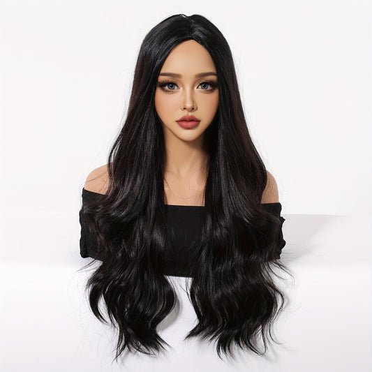 Elegant Curly Wave Wig for Women 32-inch - High Temperature Fiber, Rose Net Cap, 150% Density, Versatile for Daily Wear, Social Events, Cosplay, and Holidays